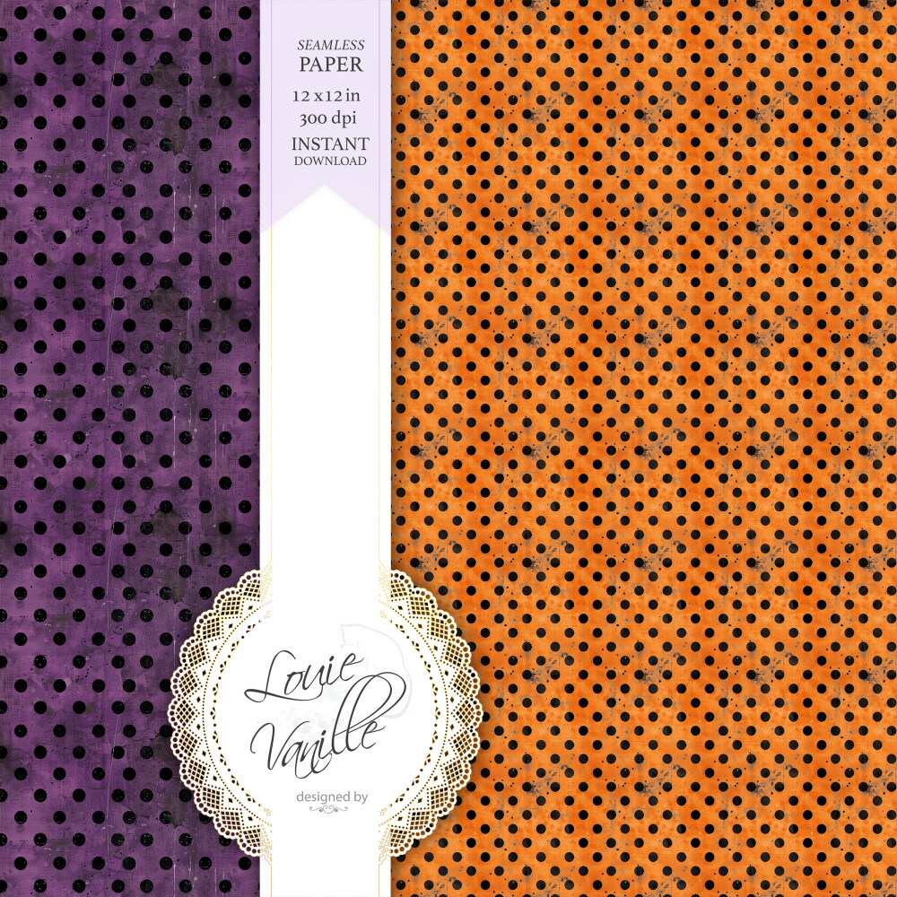 Kit Poá de Halloween Vintage Papéis Digitais Seamless (Sem Emen