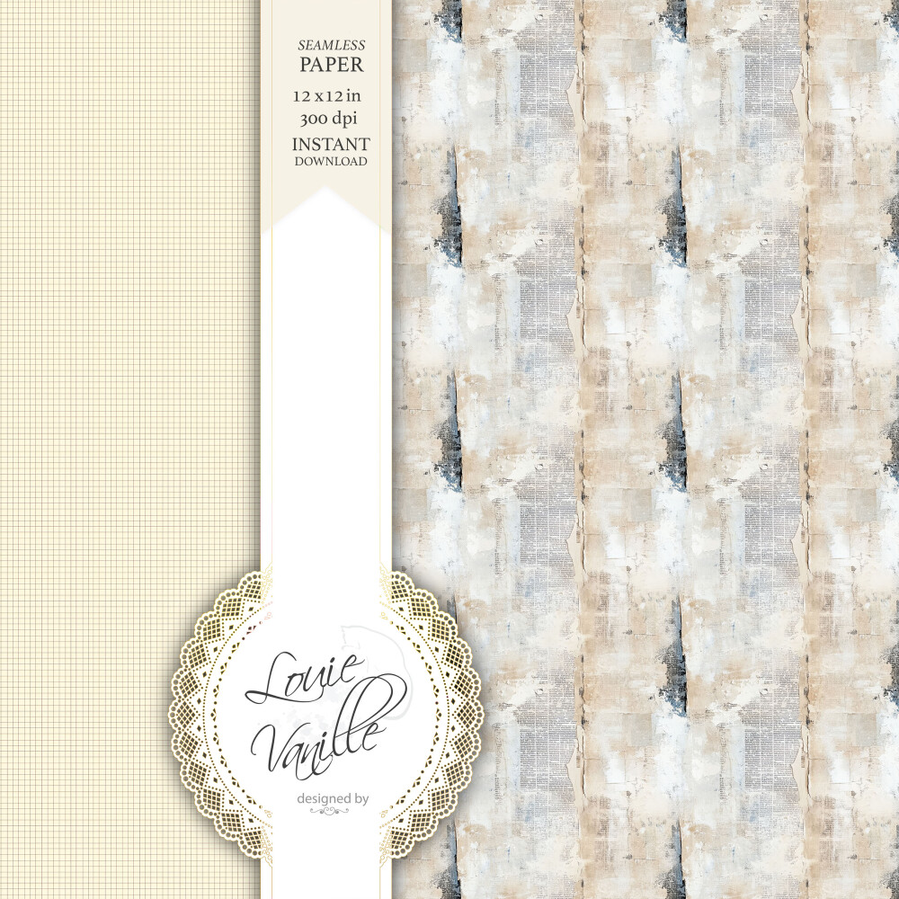 Kit Fundo Bege Vintage Papéis Digitais Seamless (Sem Emenda)