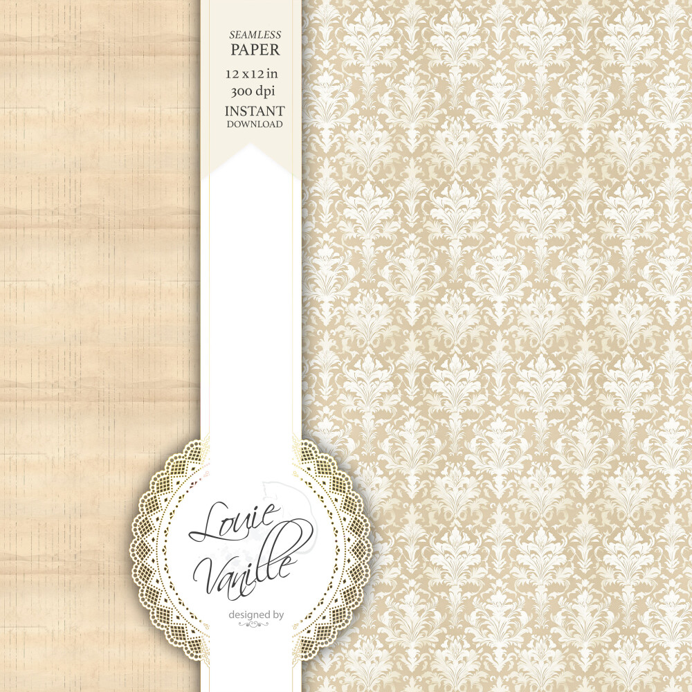 Kit Fundo Bege Vintage Papéis Digitais Seamless (Sem Emenda)