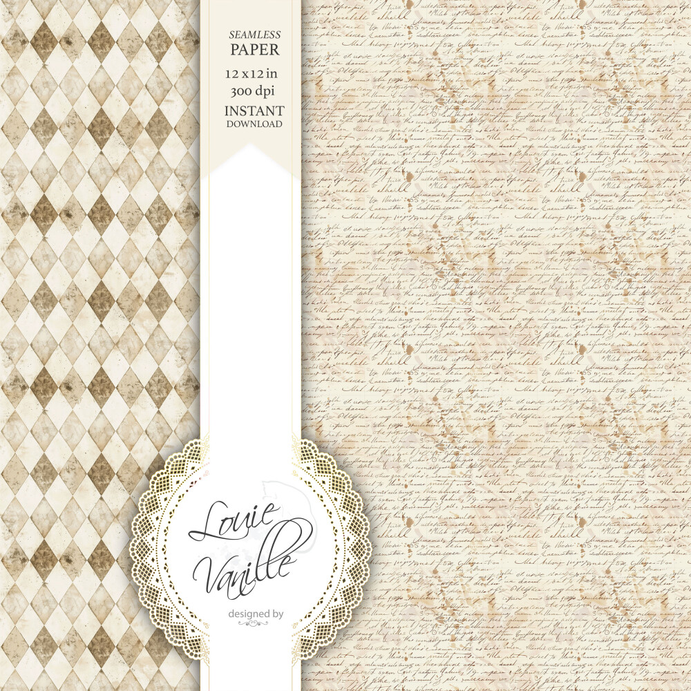 Kit Fundo Bege Vintage Papéis Digitais Seamless (Sem Emenda)