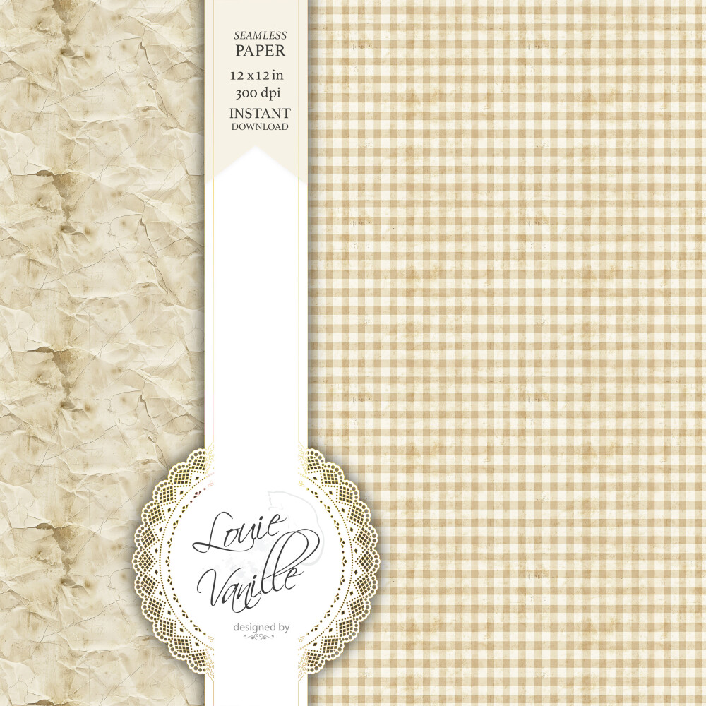 Kit Fundo Bege Vintage Papéis Digitais Seamless (Sem Emenda)