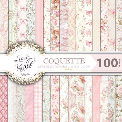 Coquette 100 Papéis Digitais Seamless (Sem Emenda)