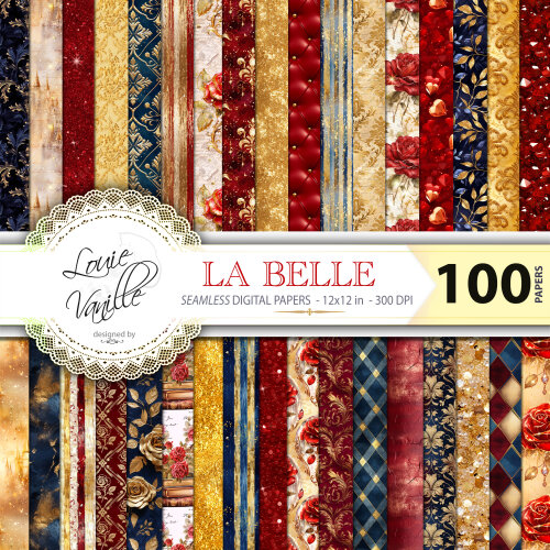 A Bela e a Fera 100 Papéis Digitais Seamless (Sem Emenda)