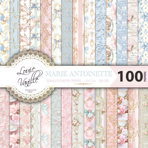 Maria Antonieta Regência 100 Papéis Digitais Seamless (Sem Emenda)
