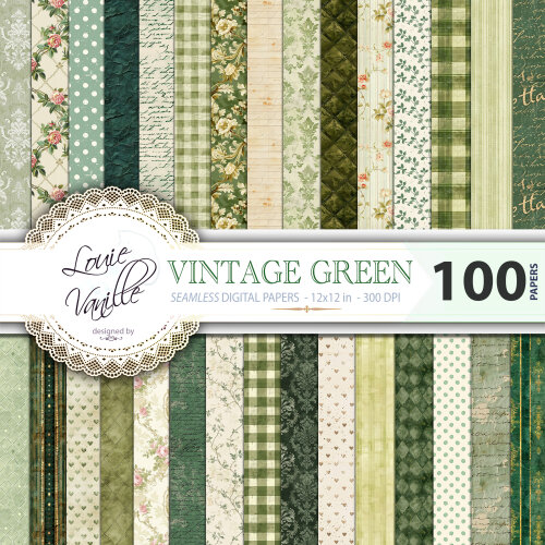 Verde Vintage 100 Papéis Digitais Seamless (Sem Emenda)