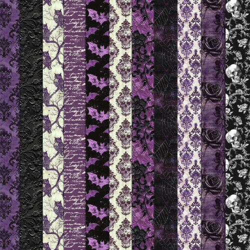 Halloween Roxo Vintage 100 Papéis Digitais Seamless (Sem Emenda)