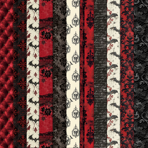 Halloween Vermelho e Preto Vintage 100 Papéis Digitais Seamless 