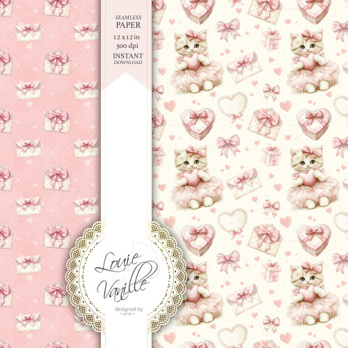 Kit Gatinhos Coquette Papéis Digitais Seamless (Sem Emenda)