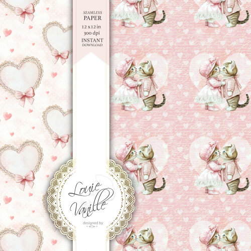 Kit Gatinhos Coquette Papéis Digitais Seamless (Sem Emenda)