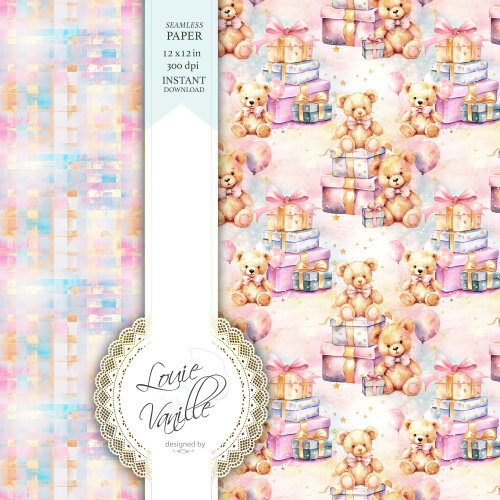 Kit Feliz Aniversário Colorido Papéis Digitais Seamless (Sem Em