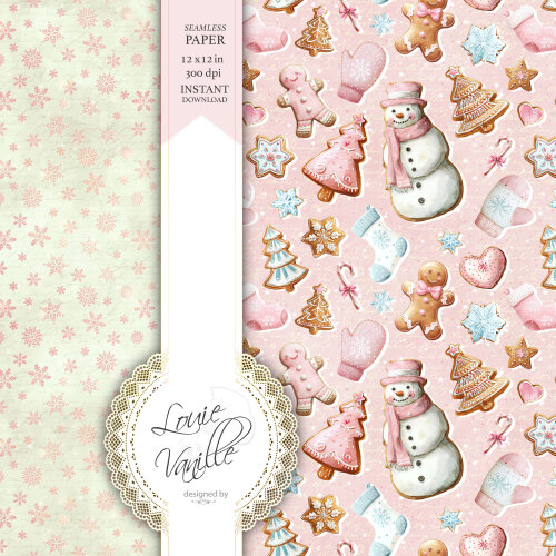 Kit Natal Cor de Rosa Papéis Digitais Seamless (Sem Emenda)