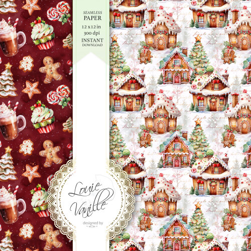 Kit Biscoito de Natal Papéis Digitais Seamless (Sem Emenda)