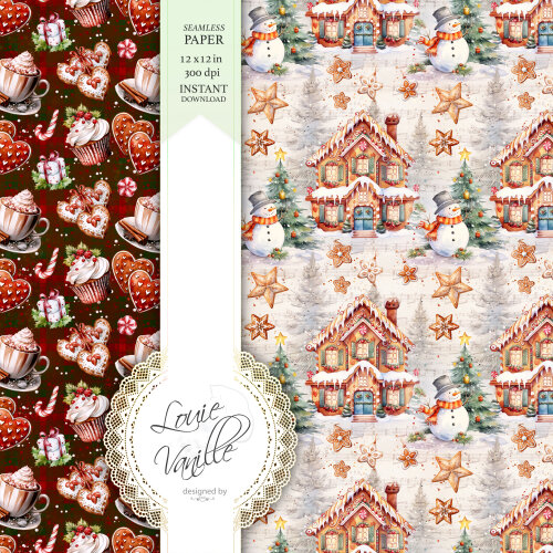 Kit Biscoito de Natal Papéis Digitais Seamless (Sem Emenda)