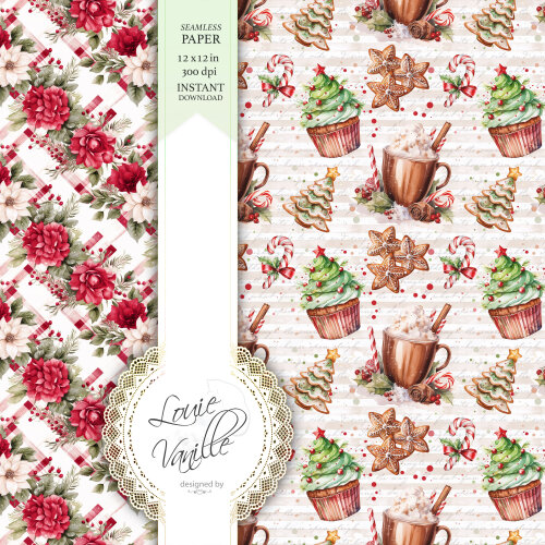 Kit Biscoito de Natal Papéis Digitais Seamless (Sem Emenda)