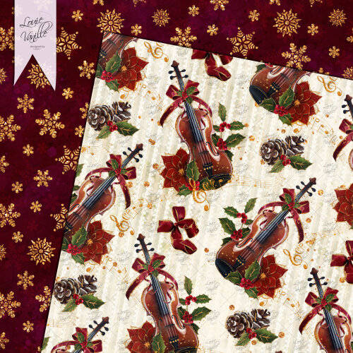 Kit Natal Tradicional com Glíter Papéis Digitais Seamless (Sem 