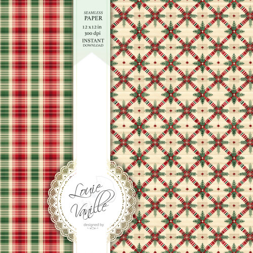 Kit Natal Vintage Papéis Digitais Seamless (Sem Emenda)