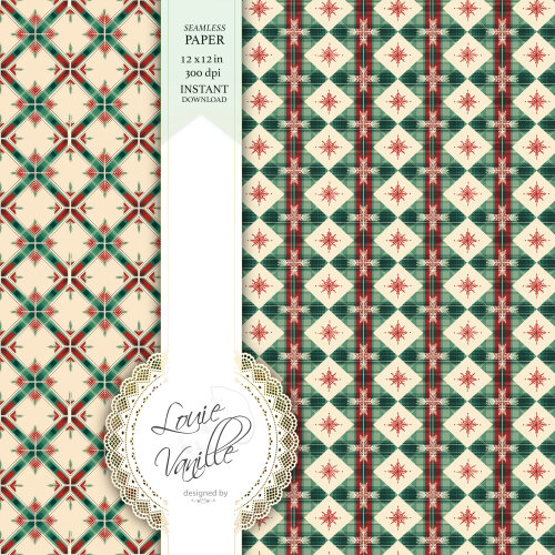 Kit Natal Vintage Papéis Digitais Seamless (Sem Emenda)