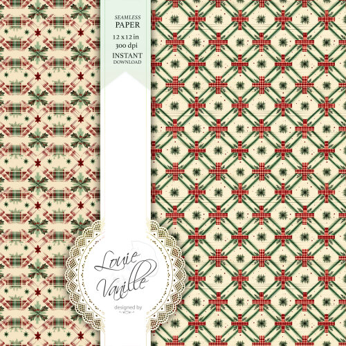 Kit Natal Vintage Papéis Digitais Seamless (Sem Emenda)