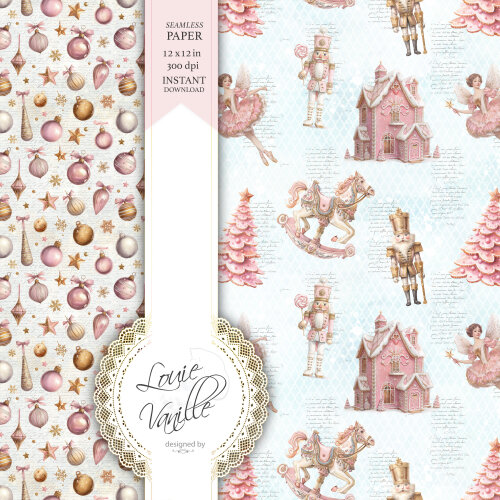 Kit O Quebra-Nozes Cor de Rosa Natal Papéis Digitais Seamless (S