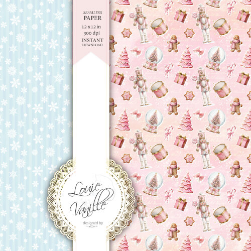 Kit O Quebra-Nozes Cor de Rosa Natal Papéis Digitais Seamless (S