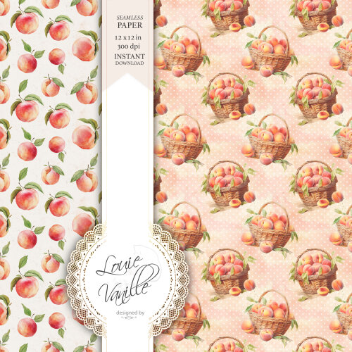 Kit Floral Doce de Pêssego Papéis Digitais Seamless (Sem Emenda