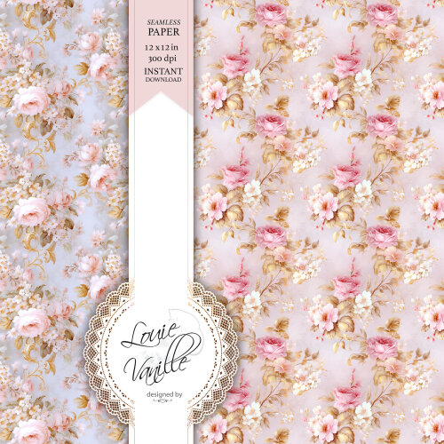 Kit Rosas da Primavera Papéis Digitais Seamless (Sem Emenda)