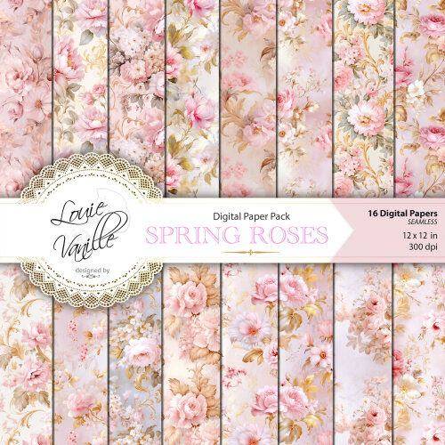 Kit Rosas da Primavera Papéis Digitais Seamless (Sem Emenda)
