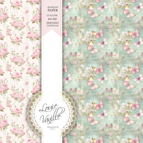 Kit Jardim de Rosas Papéis Digitais Seamless (Sem Emenda)