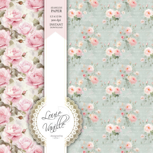 Kit Jardim de Rosas Papéis Digitais Seamless (Sem Emenda)