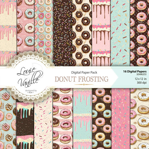 Kit Hora do Donut Papéis Digitais Seamless (Sem Emenda)