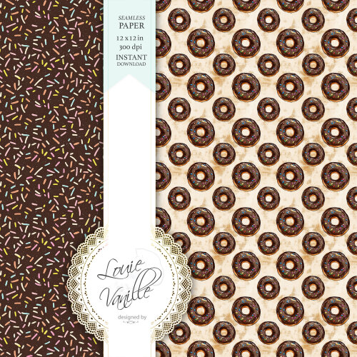Kit Hora do Donut Papéis Digitais Seamless (Sem Emenda)