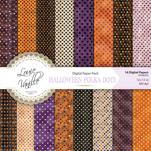 Kit Poá de Halloween Vintage Papéis Digitais Seamless (Sem Emenda)