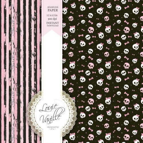 Kit Halloween Cor de Rosa Papéis Digitais Seamless (Sem Emenda)