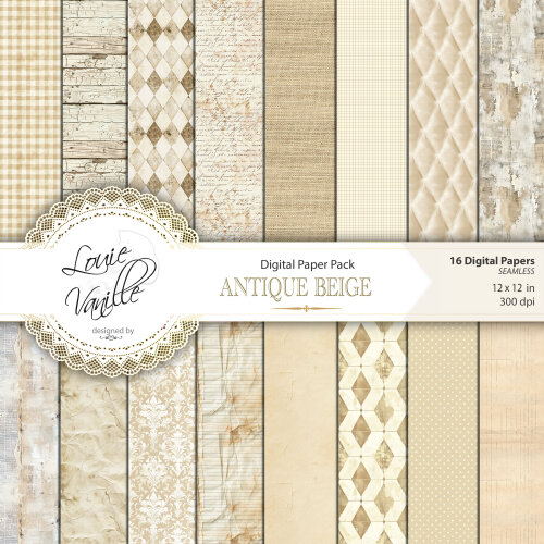 Kit Fundo Bege Vintage Papéis Digitais Seamless (Sem Emenda)