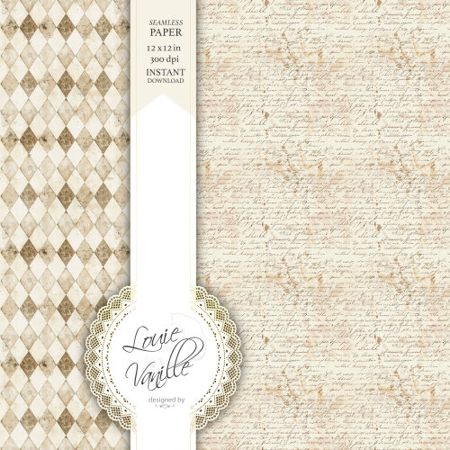 Kit Fundo Bege Vintage Papéis Digitais Seamless (Sem Emenda)