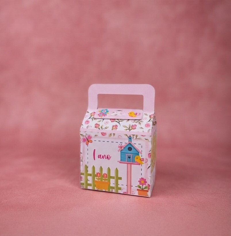Kit 10 Caixinha Maletinha -Tema Jardim Encantado Passarinho (Esti