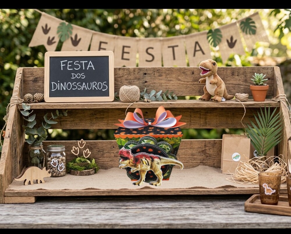 Kit 10 Caixinhas sushi - Tema Dinossauro Real (Estilo Compre e Mo
