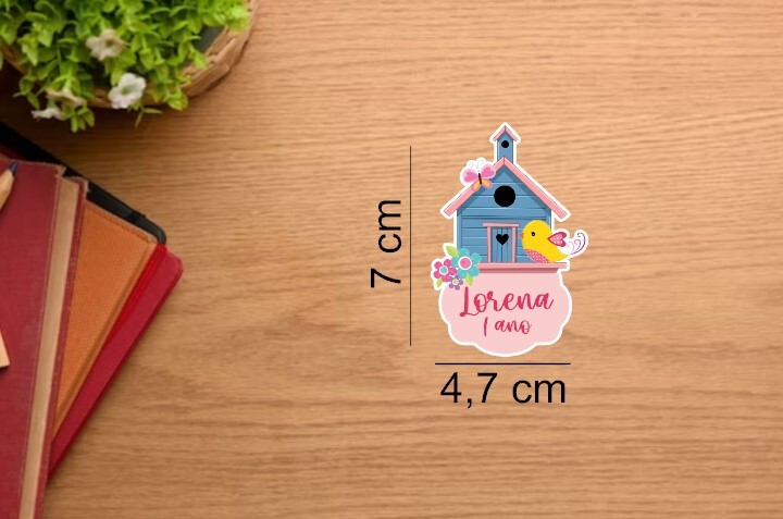 Aplique para Tubete Personalizado Passarinhos Jardim Encantado