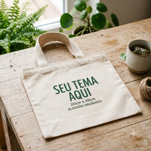 kit 10 Mini Ecobag Personalizada 20x20cm – Algodão Cru (Brinde