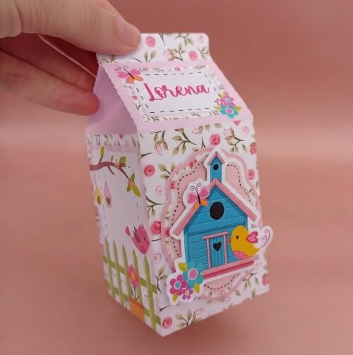 Kit 10 Caixinhas Milk - Tema Jardim Encantado Passarinho (Estilo Compre e Monte)