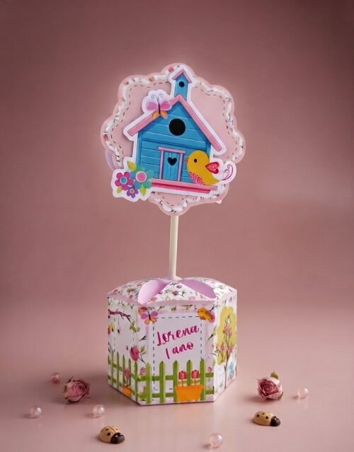 Kit 10 Centro de mesa -Tema Jardim Encantado Passarinho (Estilo Compre e Monte) - Cópia - Cópia - Cópia