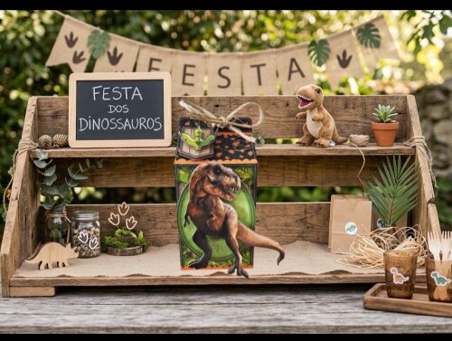 Kit 10 Caixinhas Milk - Tema Dinossauro Real (Estilo Compre e Monte) - Cópia
