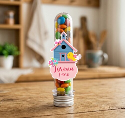 Aplique para Tubete Personalizado Passarinhos Jardim Encantado