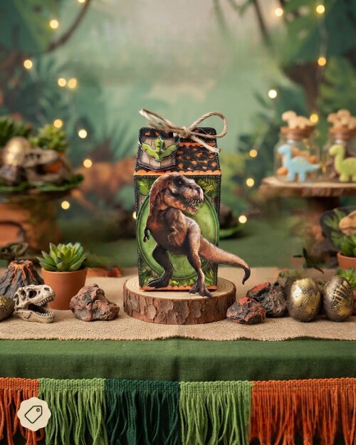 Kit 10 Caixinhas Milk - Tema Dinossauro Real (Estilo Compre e Monte) - Cópia