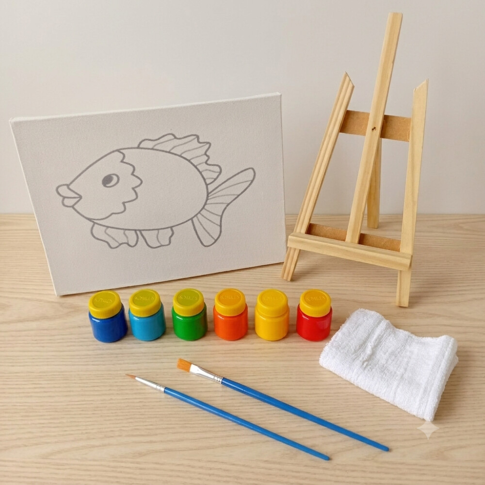 Kit de Pintura – Caixa Box Presente - tela peixinho