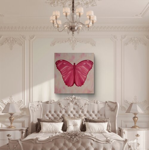 Pintura O Voo da Borboleta óleo sobre tela