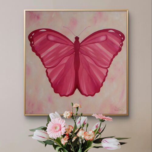 Pintura O Voo da Borboleta óleo sobre tela