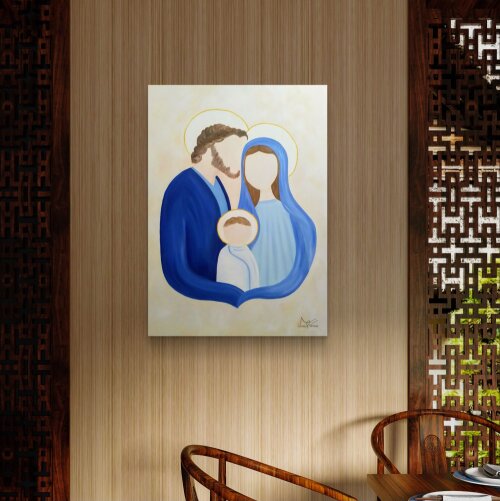 Quadro Sagrada Família pintura a óleo