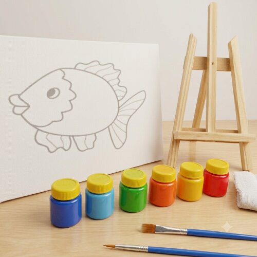 Kit de Pintura – Caixa Box Presente - tela peixinho