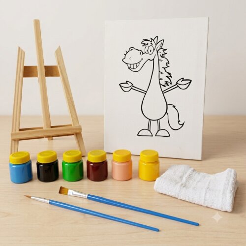 Kit de Pintura – Caixa Box Presente - tela cavalinho